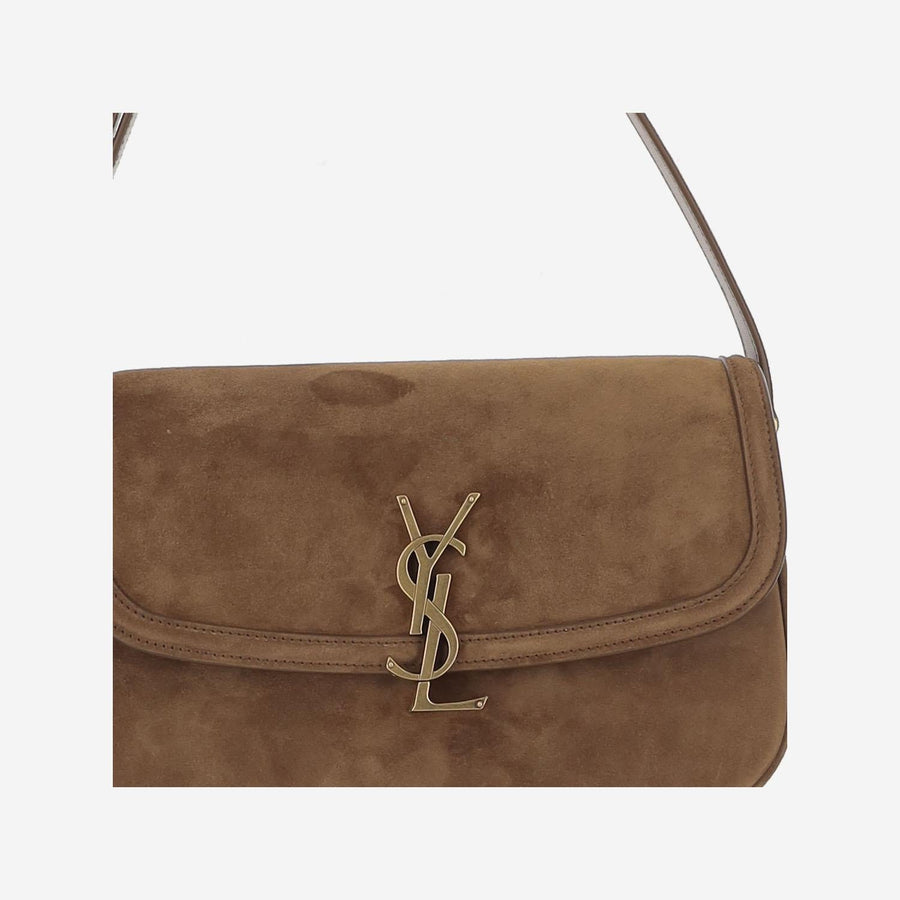 Suede Satchel Bag Brown Lambskin Shoulder