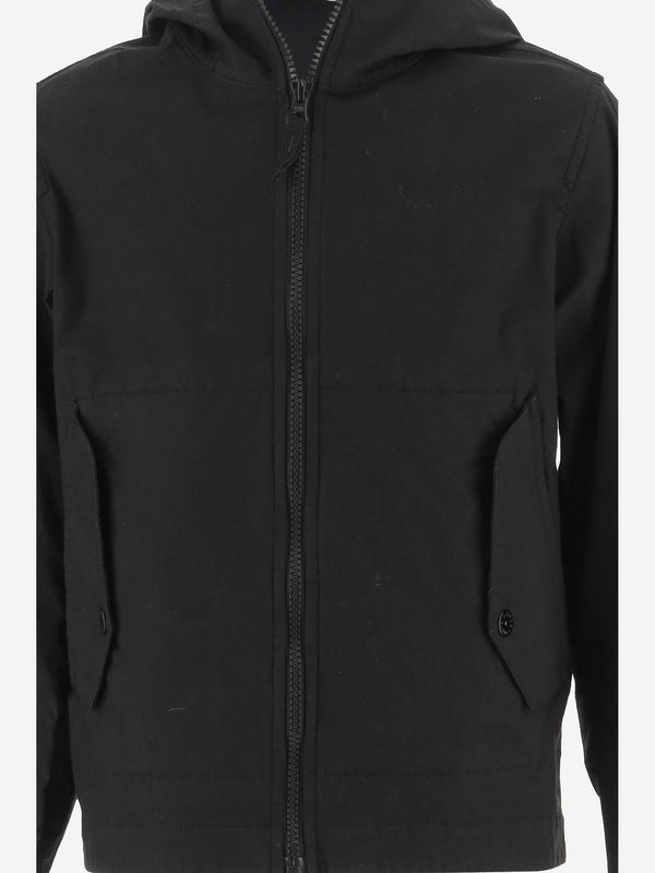Hooded Stretch Cotton Jacket Black Cotton; Elastane