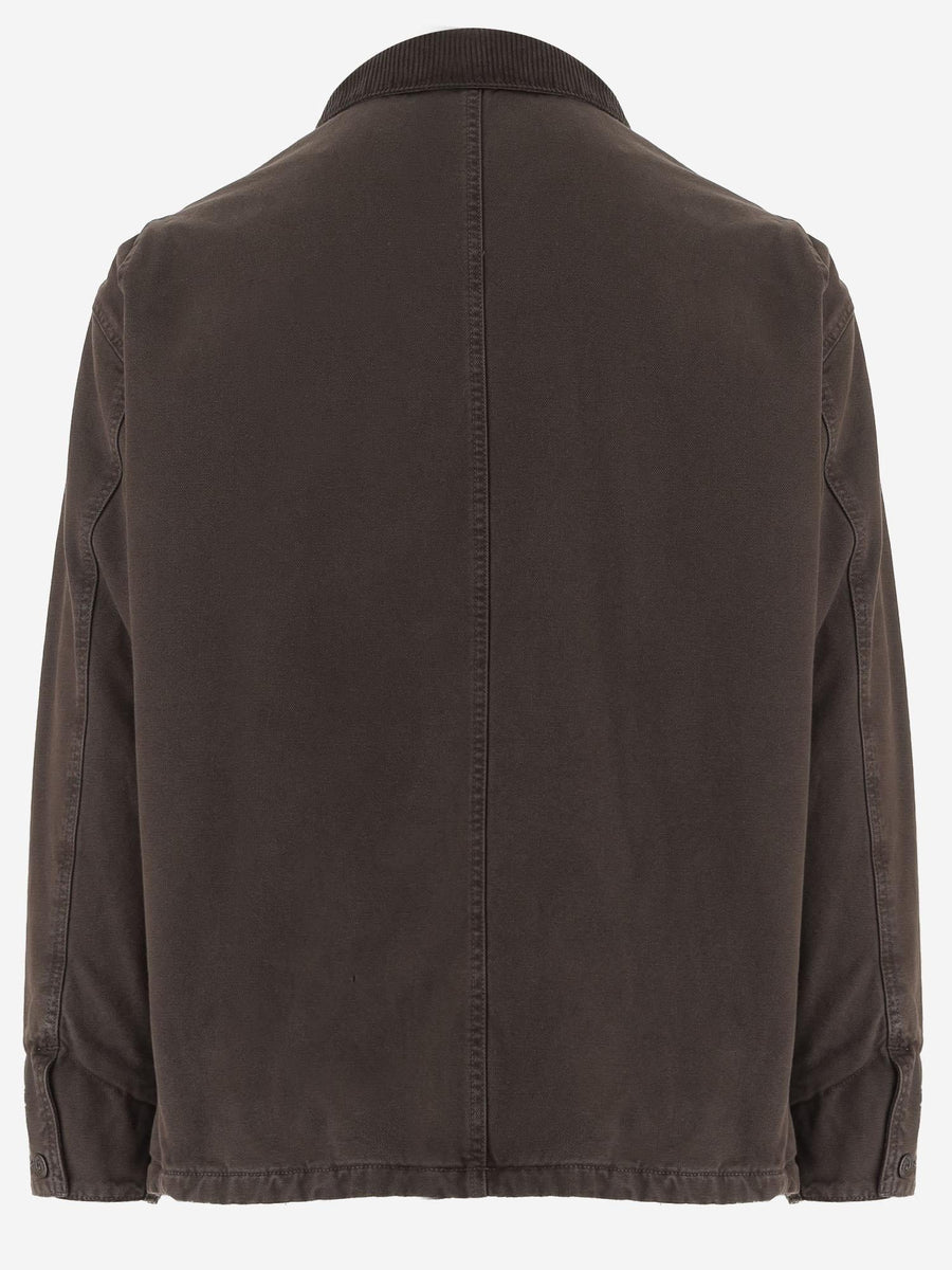 Cotton Jacket With Patch Pockets Brown