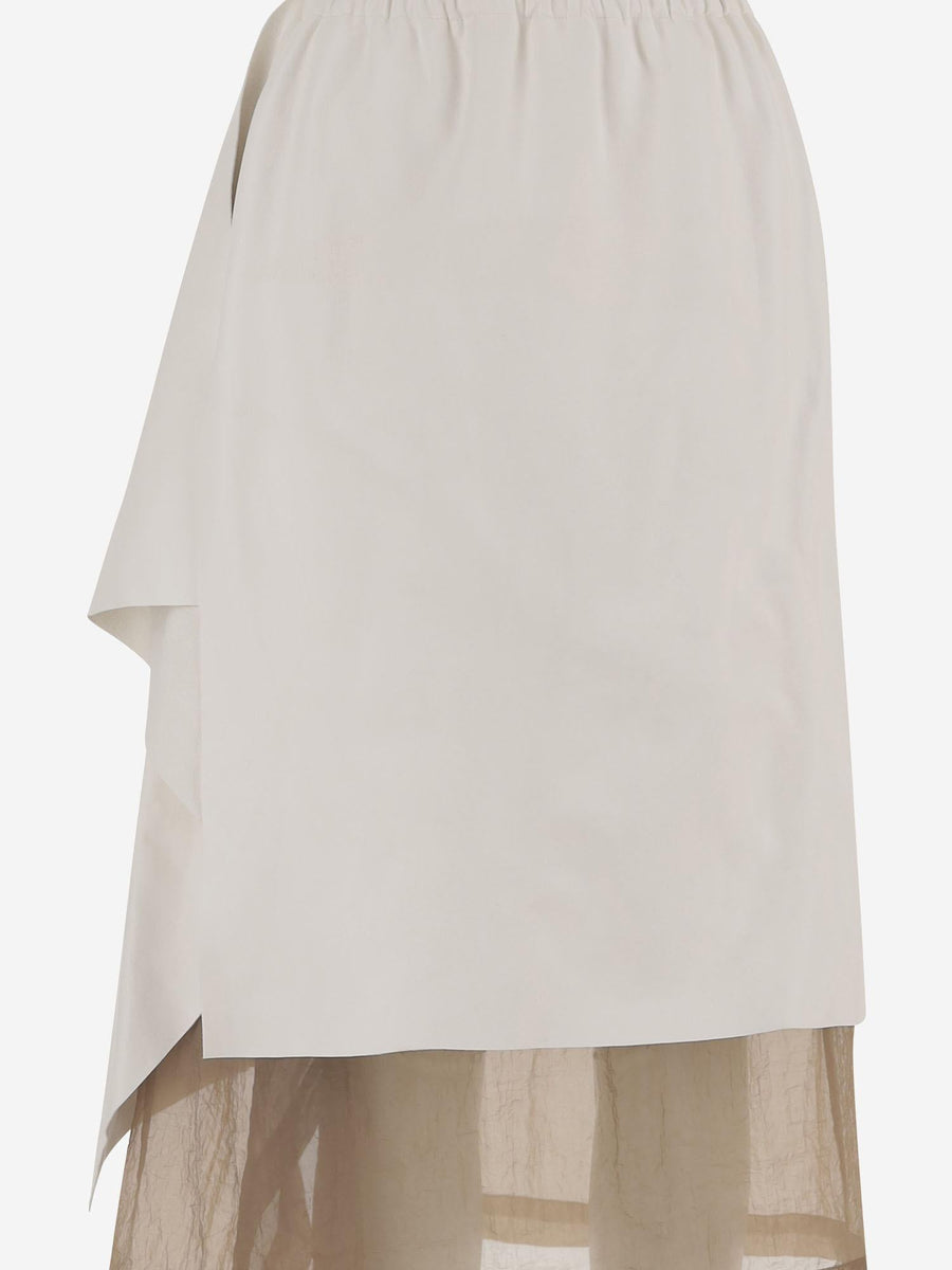 Leather Draped Skirt Beige