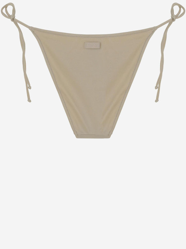 Adjustable Drawstring Bikini Briefs Beige Polyamide Swimwear
