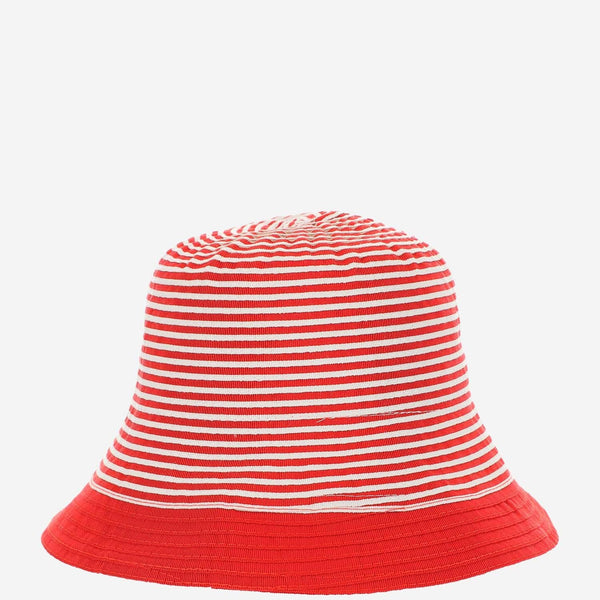 Striped Grosgrain Bucket Hat Red Cotton