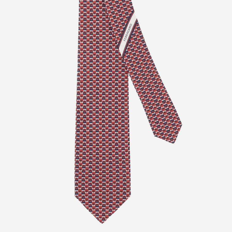Silk Tie With Geometric Pattern Ties & Bow