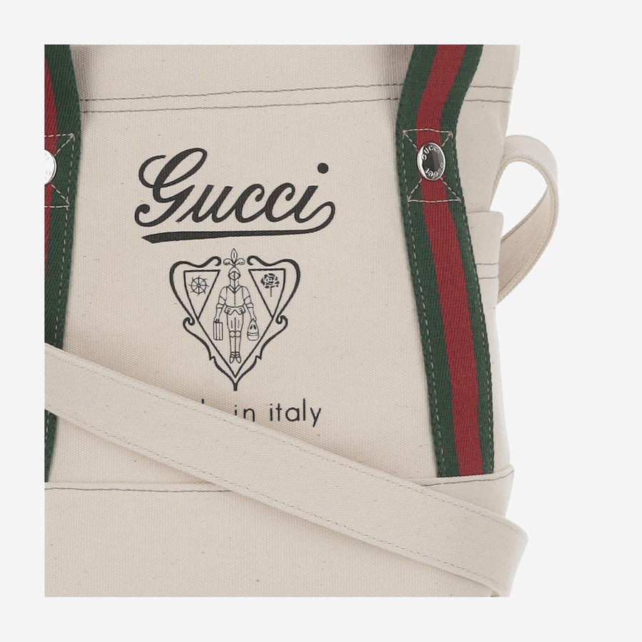 Printed Fabric Bag White Cotton Shoulder