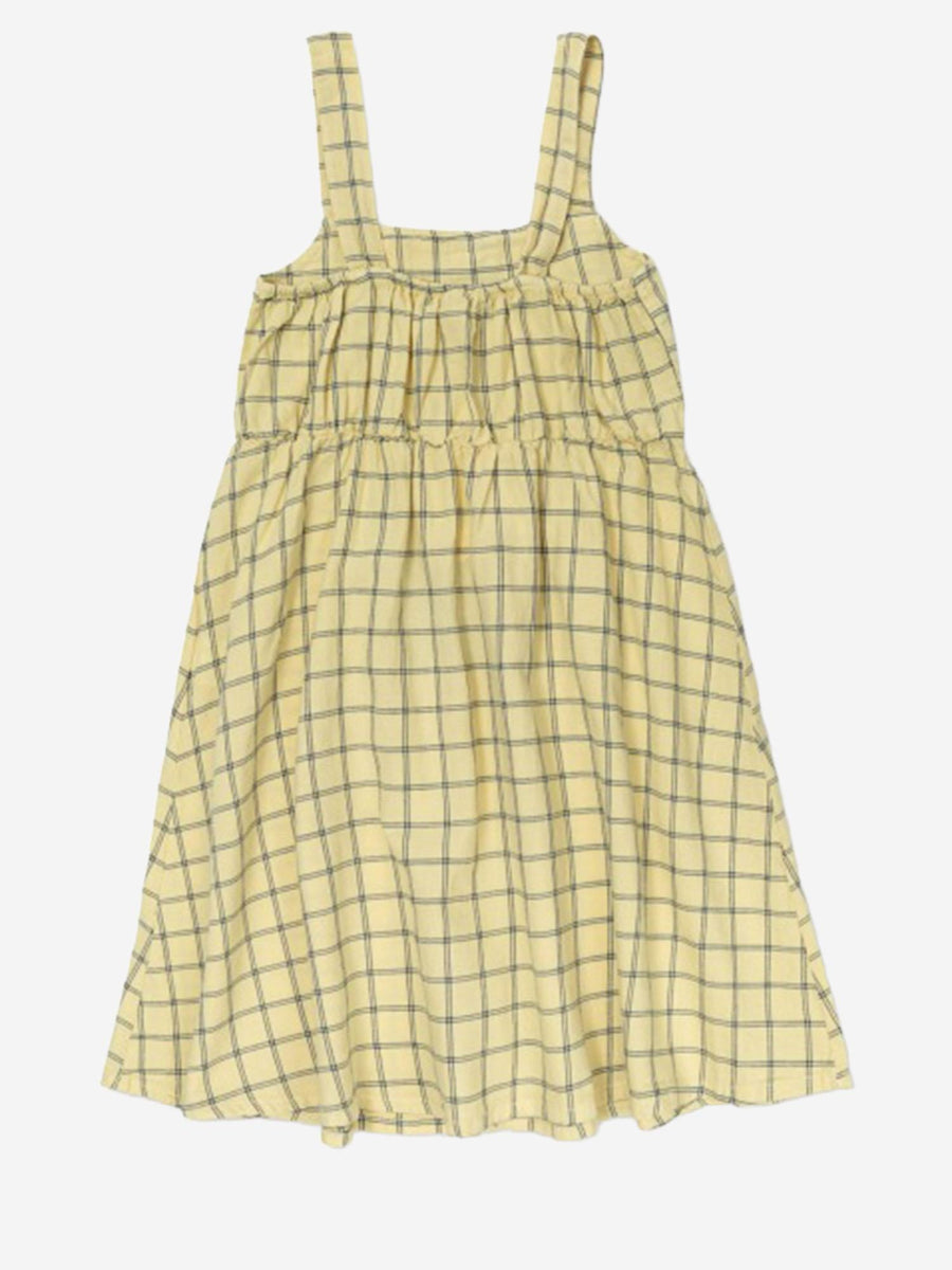 Dress Cotton Checked Yellow Organic