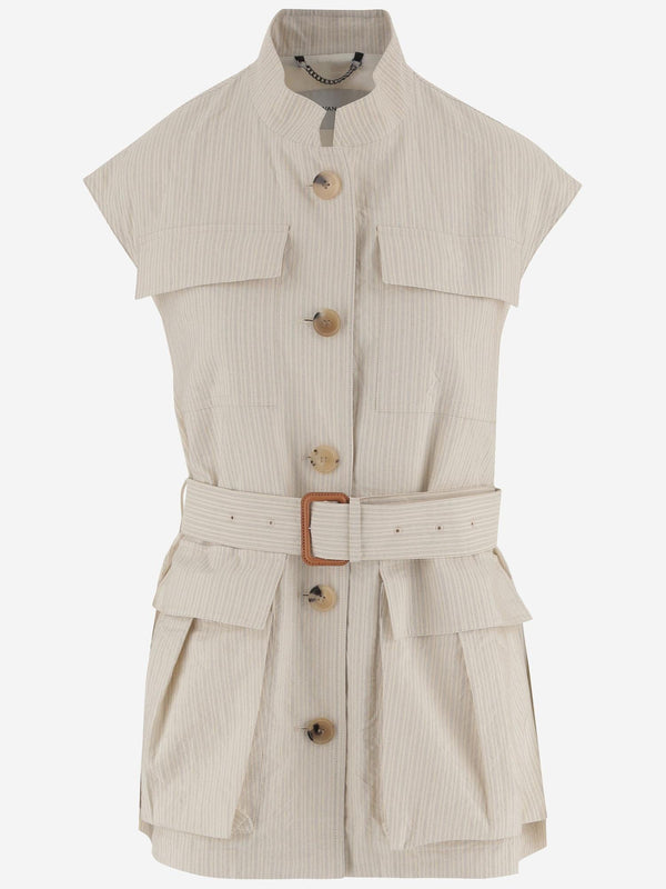 Sleeveless Jacket Cotton-Blend Ivory