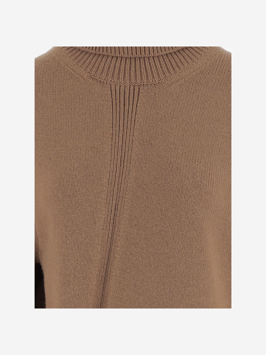 Asymmetrical Wool-Blend Sweater Beige