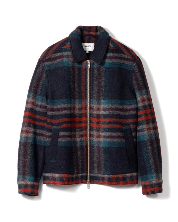 Wool Check Heath Jacket - Navy- Multi Blue