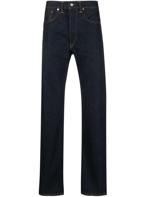 Jeans Straight-Leg Blue Cotton
