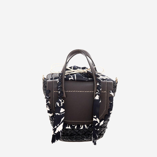 Bag Habanera Leather And Raffia Dark Brown Handbags