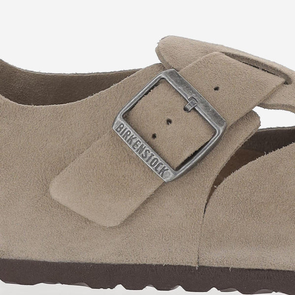 Mules London Suede Taupe Leather Sandal