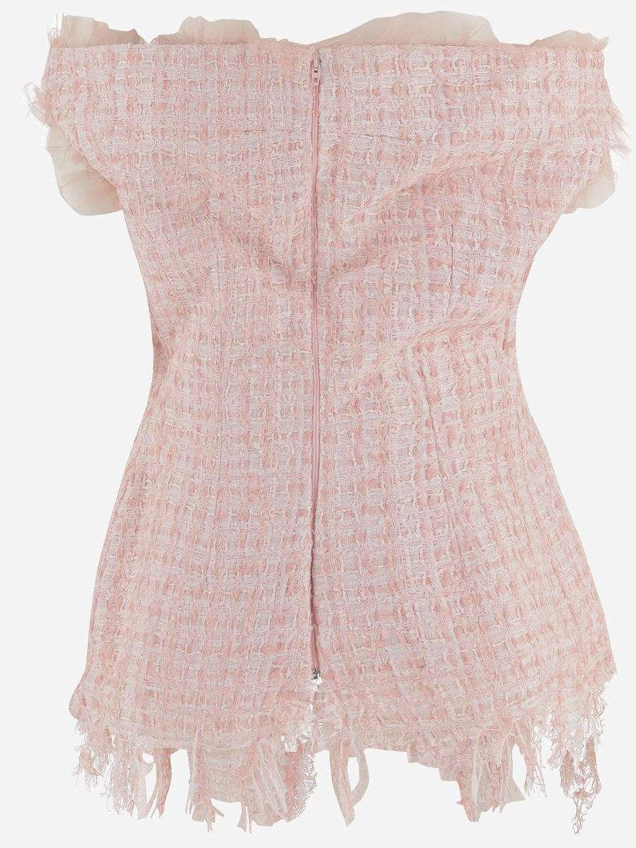Off-Shoulder Top Pink Polyamide Tops