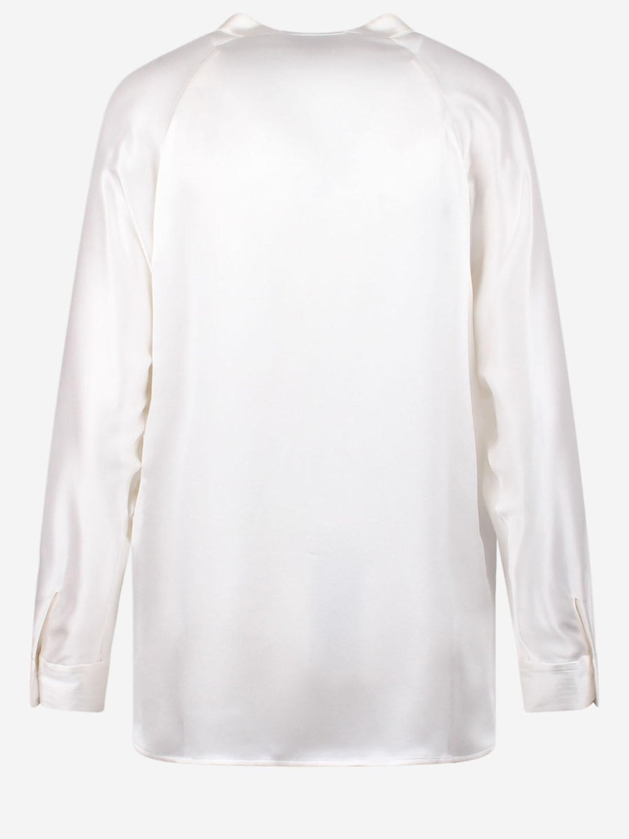 Silk V-Neck Shirt White