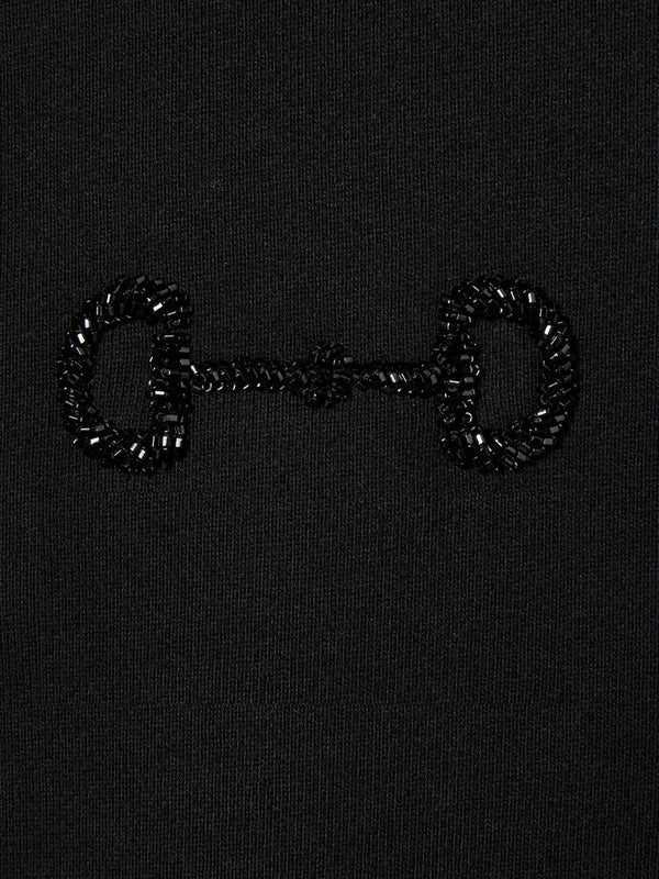 Cotton Sweatshirt With Embroidered Logo Black