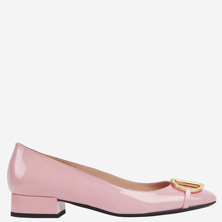 Ballerina Flats With Half Clasp Pink Calf Skin