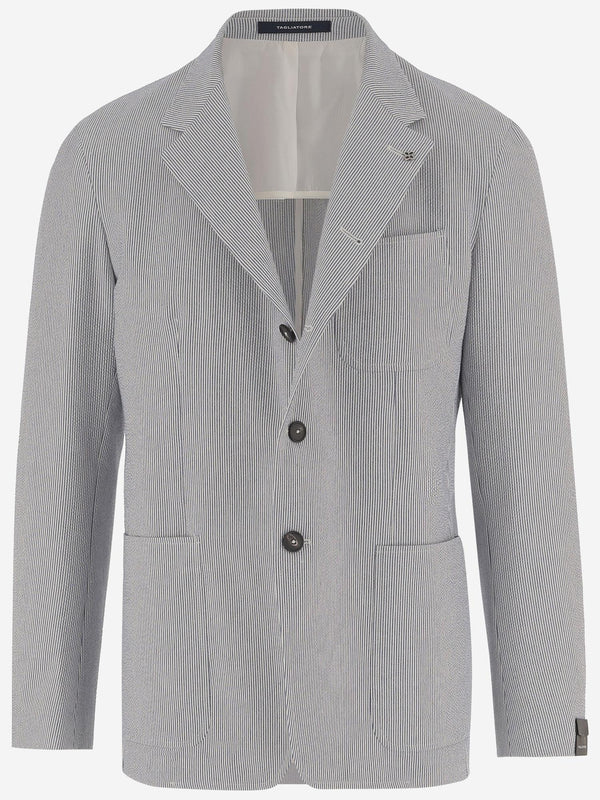 Jacket Single-Breasted Striped Cream Cotton