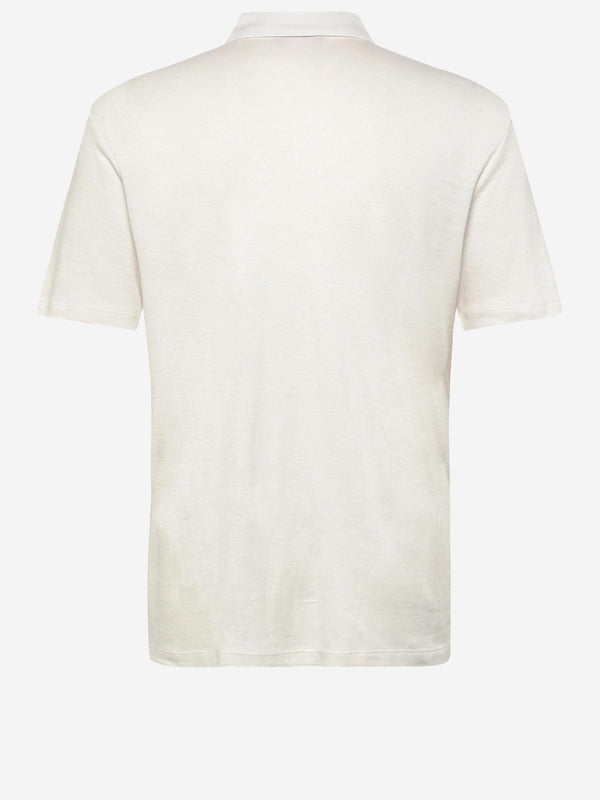 Polo Shirt Linen-Blend White Lyocell