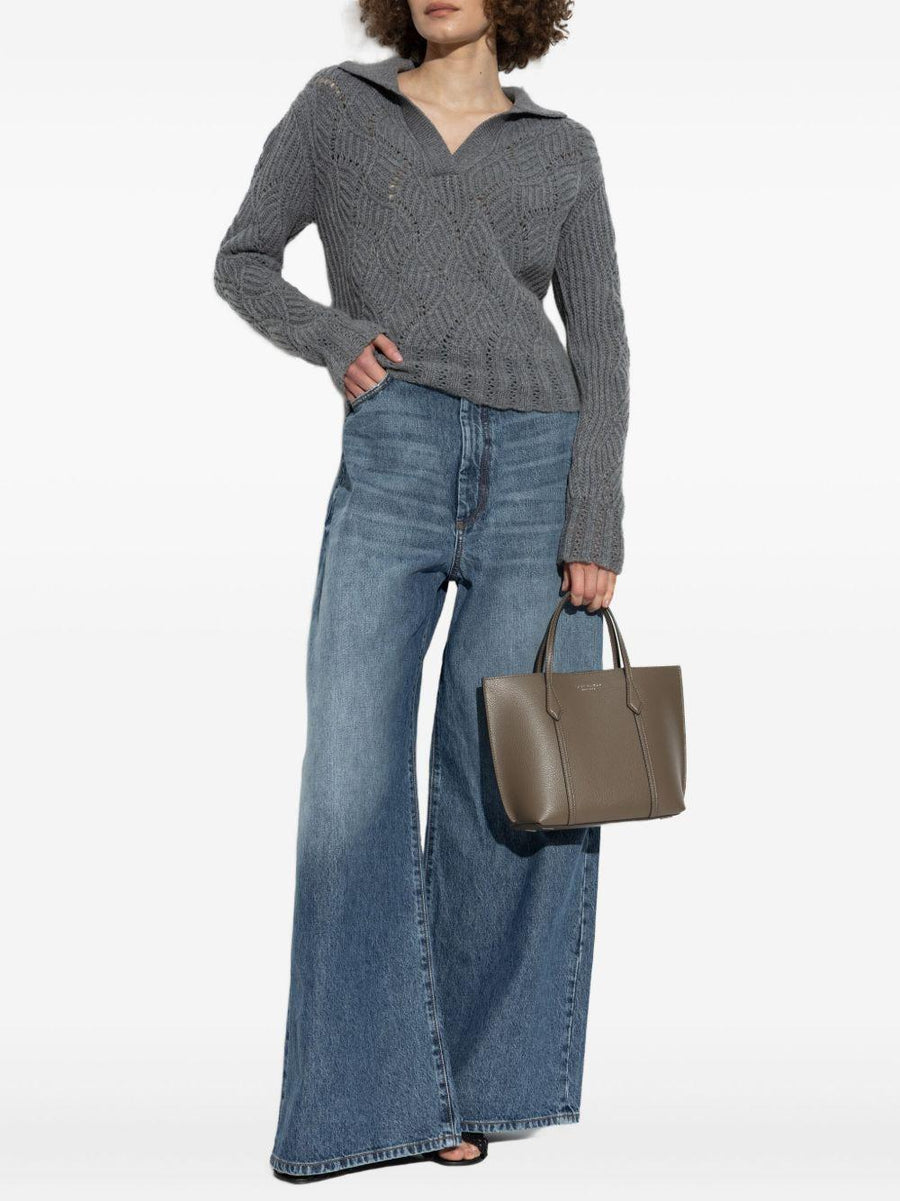 Polo Collar Cashmere Sweater Grey