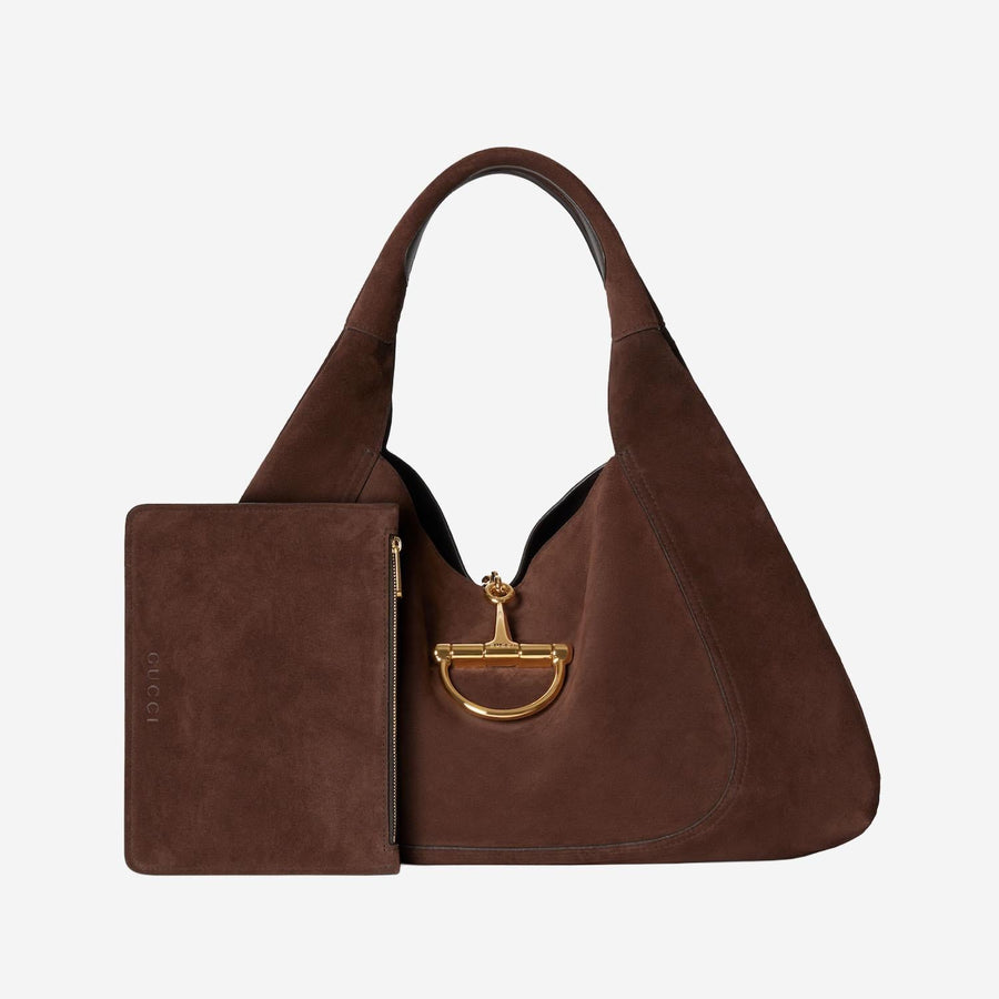 Softbit Maxi Shoulder Bag Dark Brown Leather