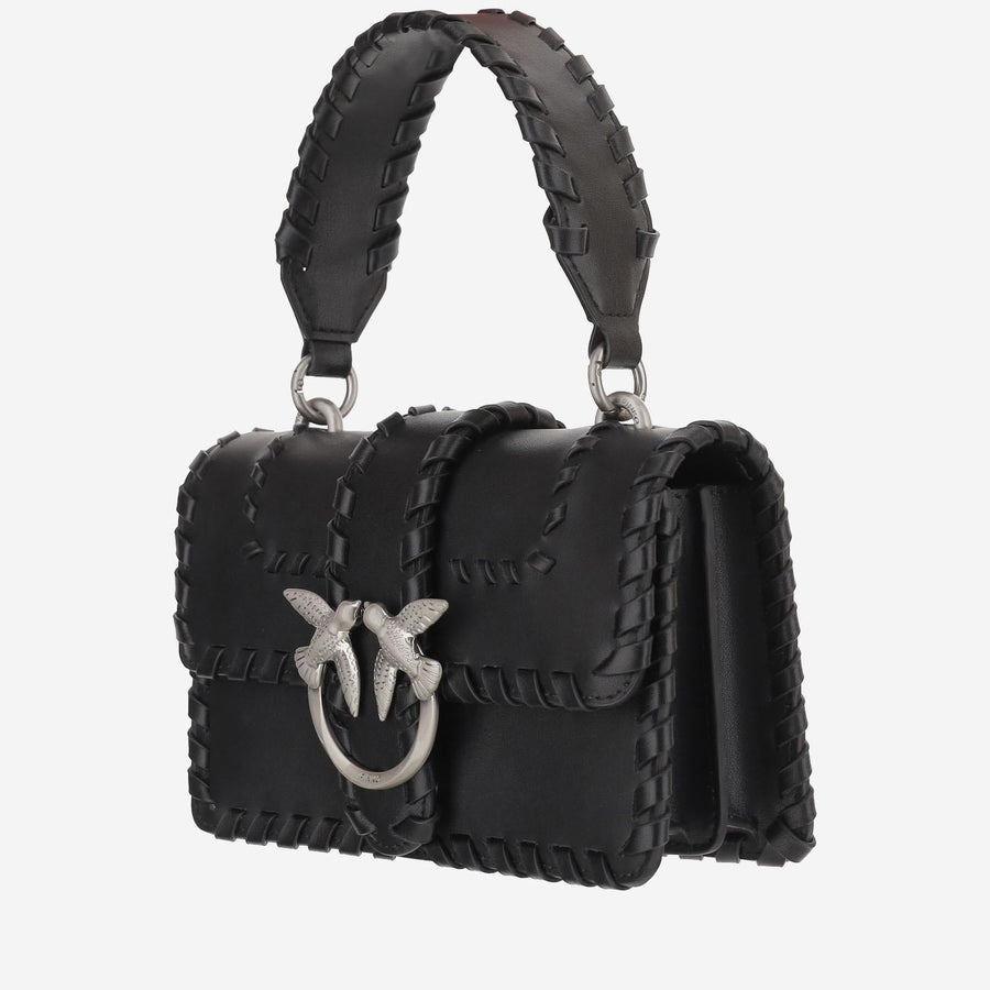Small Leather Shoulder Bag Black Limousine / Matt Silver