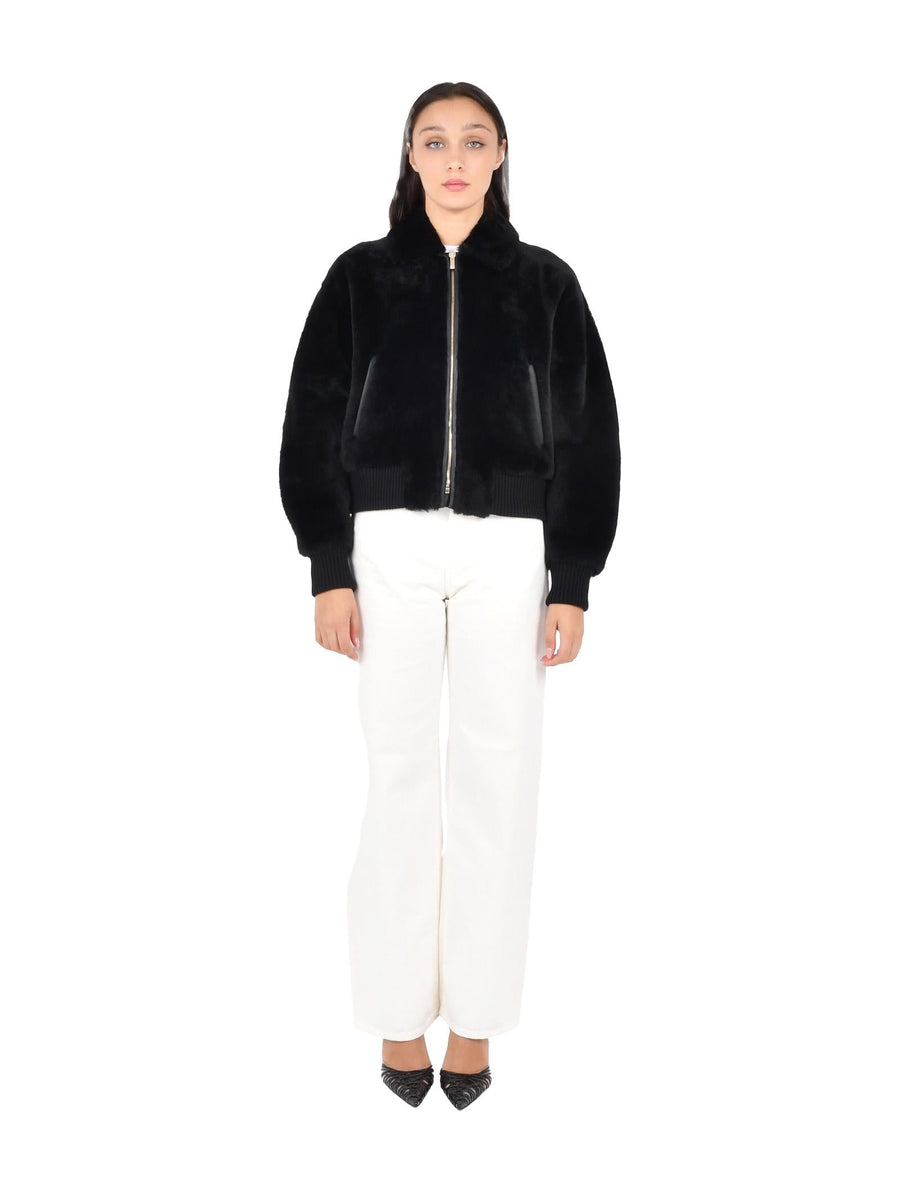 Front Zip Closure Black Jacket Alpaca