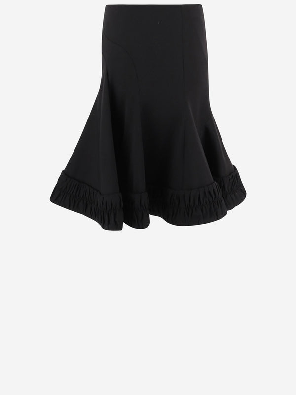 Skirt With Ruched Hem Wool Black