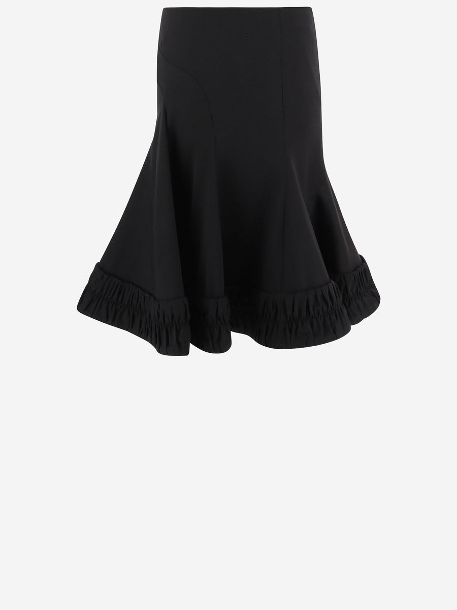 Skirt With Ruched Hem Wool Black