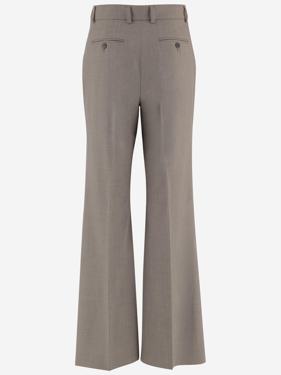 Trousers Wide-Leg Wool-Blend Beige
