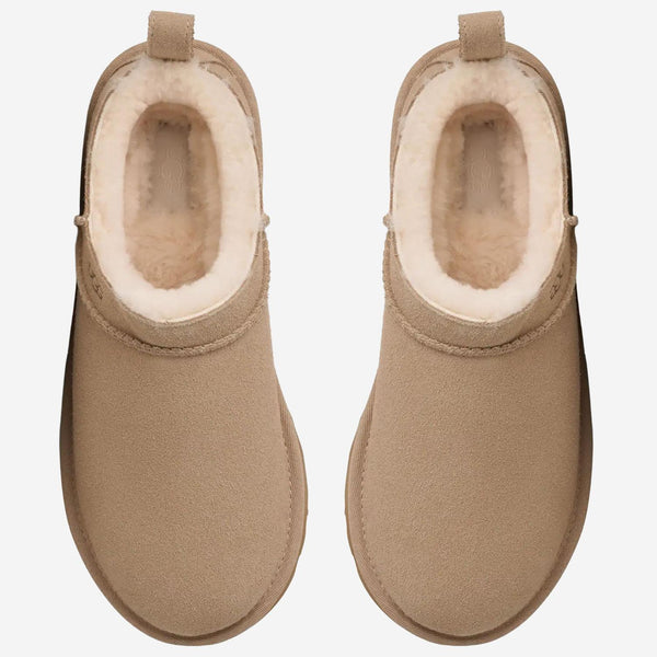 Ankle Boots Beige Suede Leather