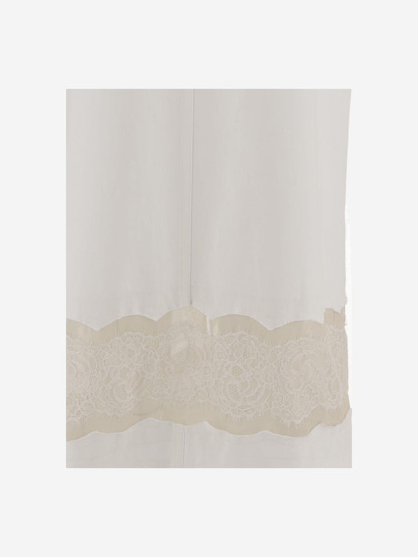 Cotton Dress With Lace Trim White