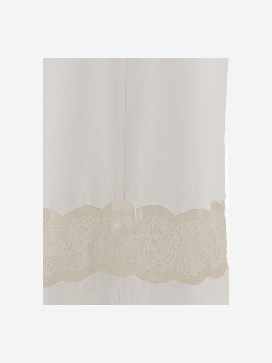 Cotton Dress With Lace Trim White