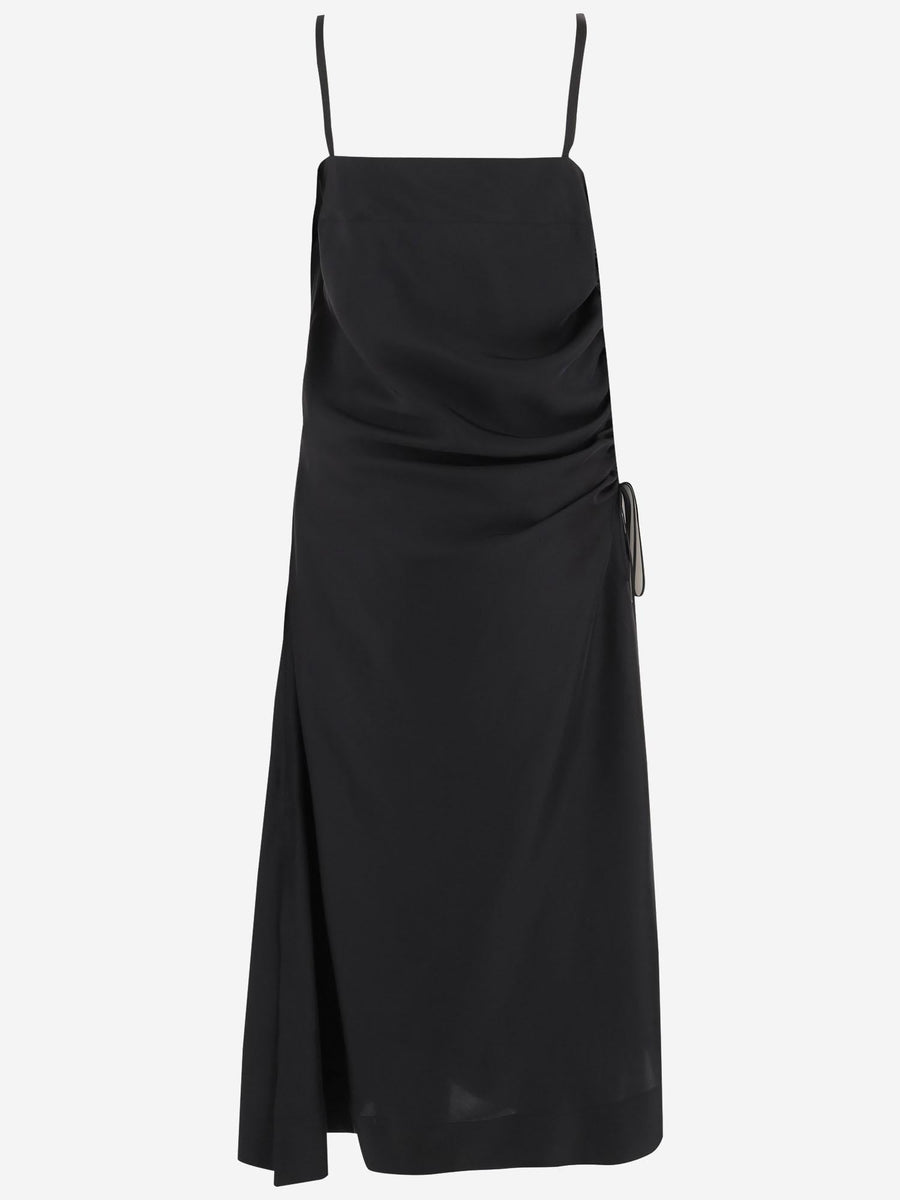 Silk Lingerie Dress With Draping Black