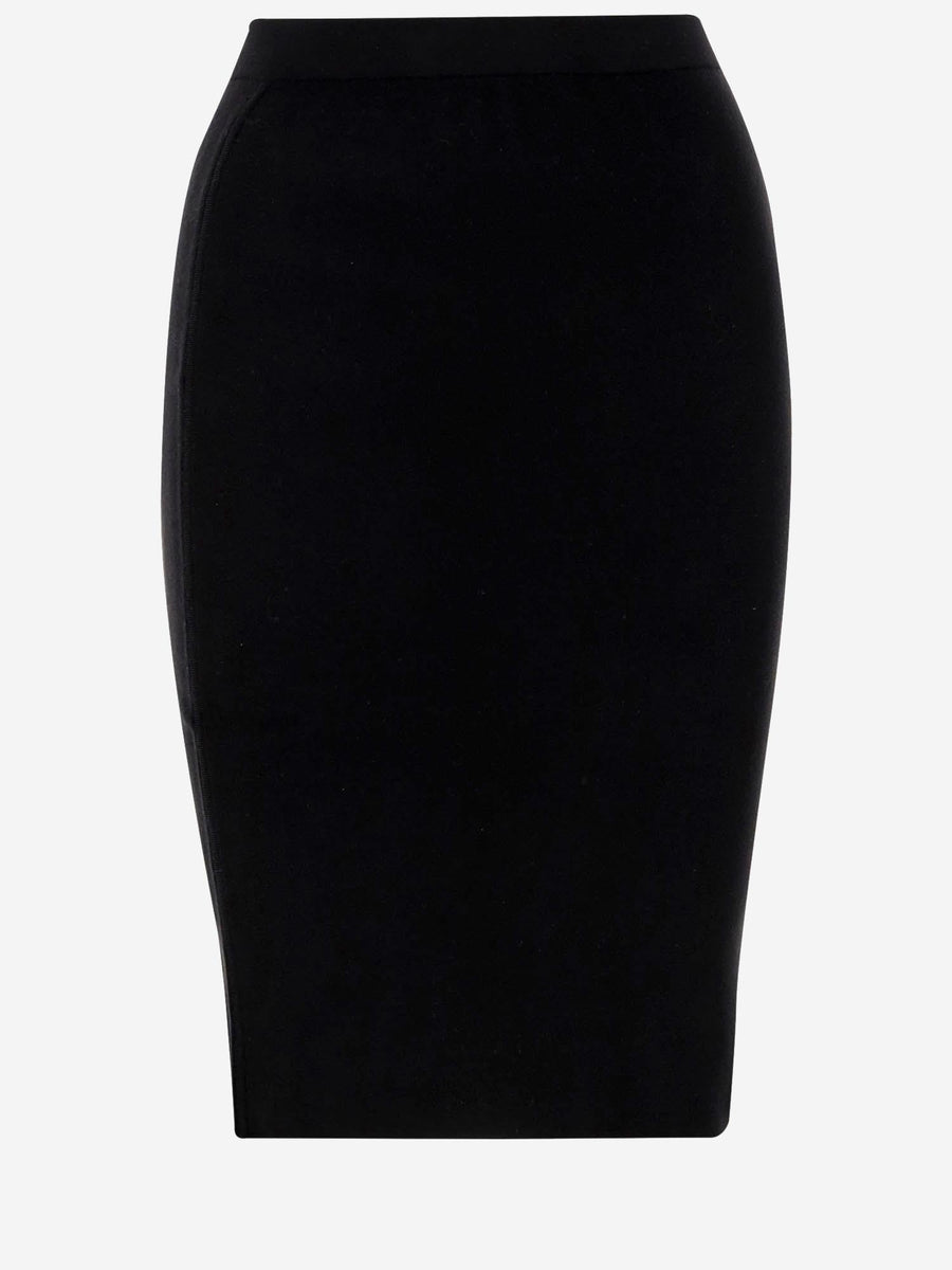 Wool Blend Pencil Skirt Black