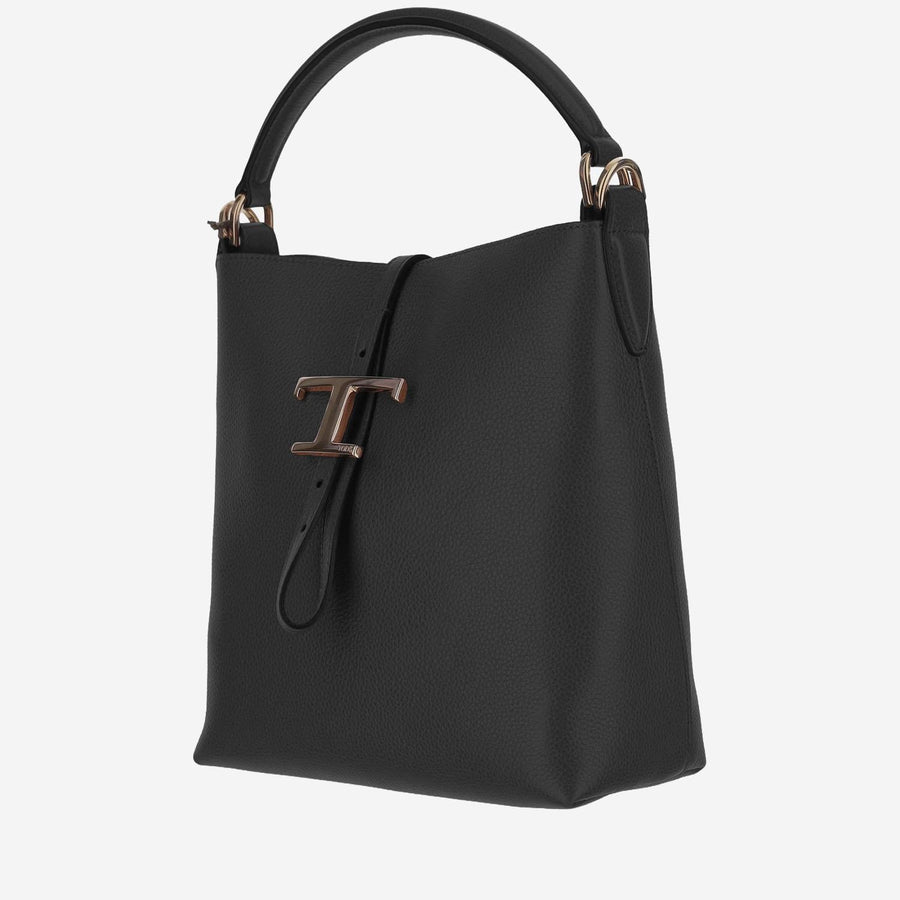 Leather Bucket Bag Black Calf Shoulder