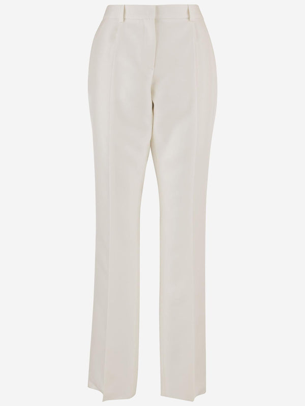 Trousers Tailored Slim-Fit Wool And Silk Ivory