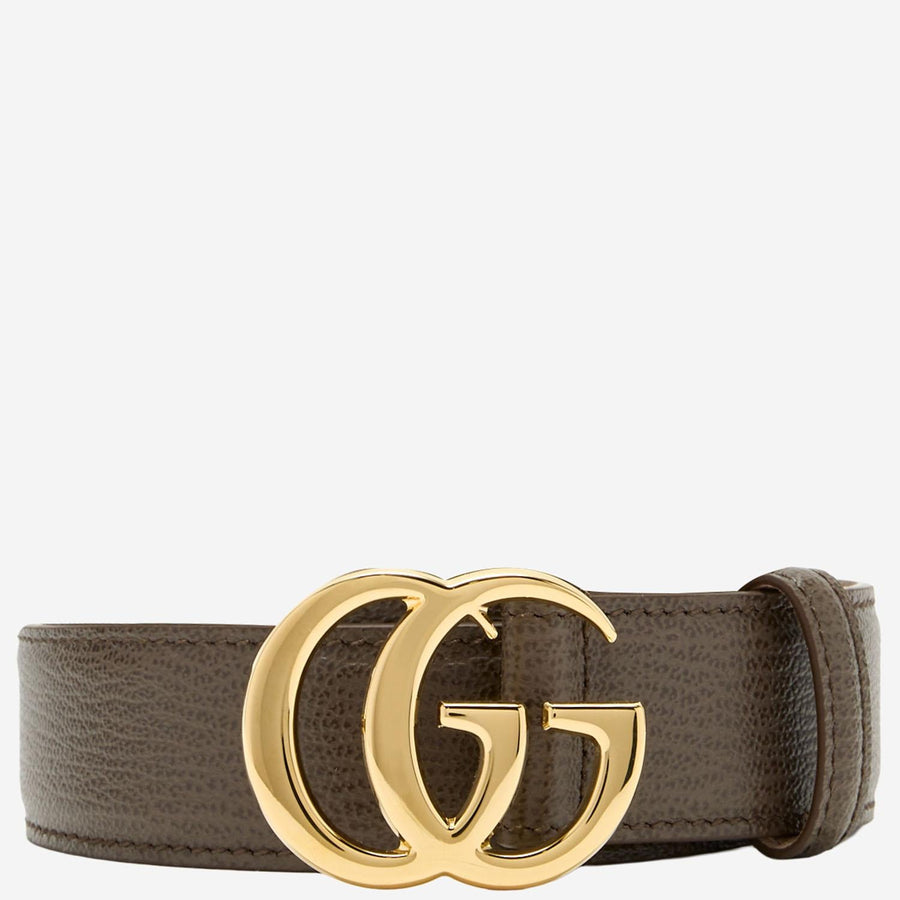 Belt Gg Marmont Hammered Calfskin Dark Brown