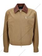 Cotton Jacket With Contrast Collar Dark Beige