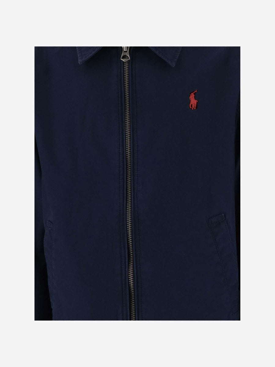 Cotton Jacket With Logo Navy