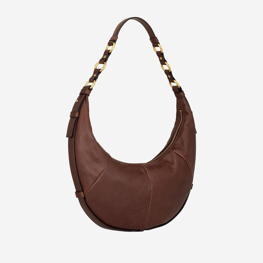 Hobo Bag Lambskin Brown Leather Shoulder