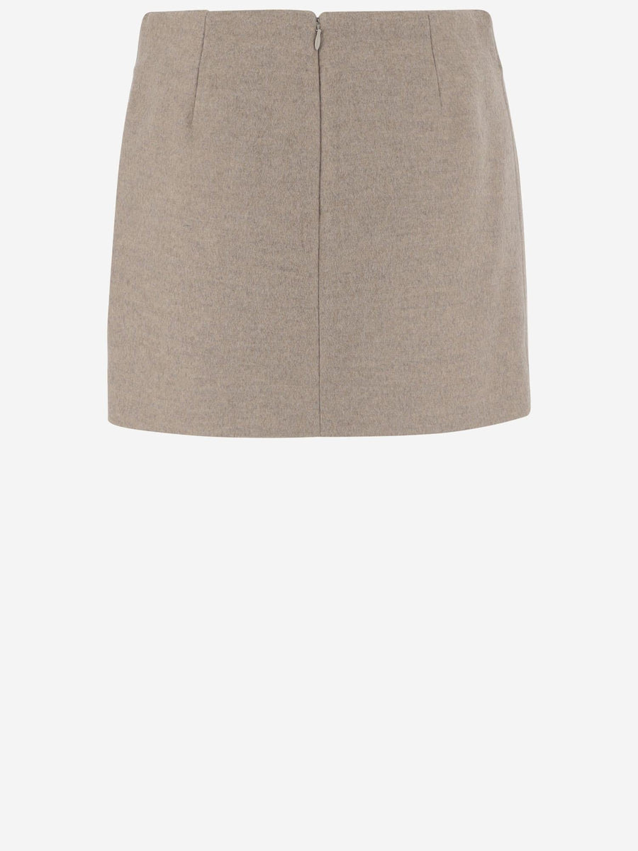 Wool And Cashmere Miniskirt Beige Skirt