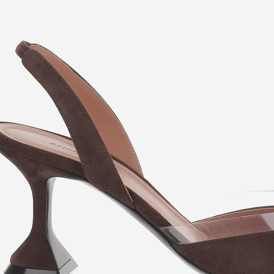 Slingbacks Lara Suede Dark Brown Leather Shoe