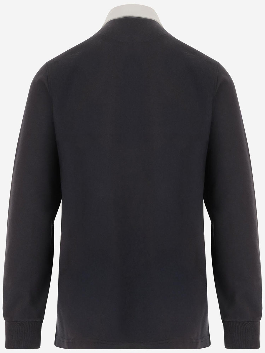 Long-Sleeved Polo Shirt Black Cotton