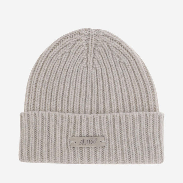 Wool Beanie With Logo Cream Hat