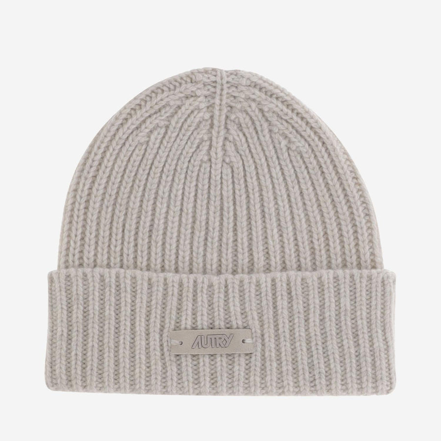 Wool Beanie With Logo Cream Hat