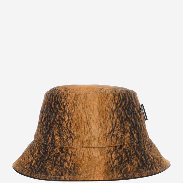 Bucket Hat Fur Print Brown Cotton