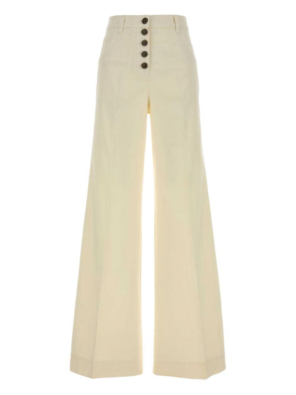 Jeans Flared White Cotton