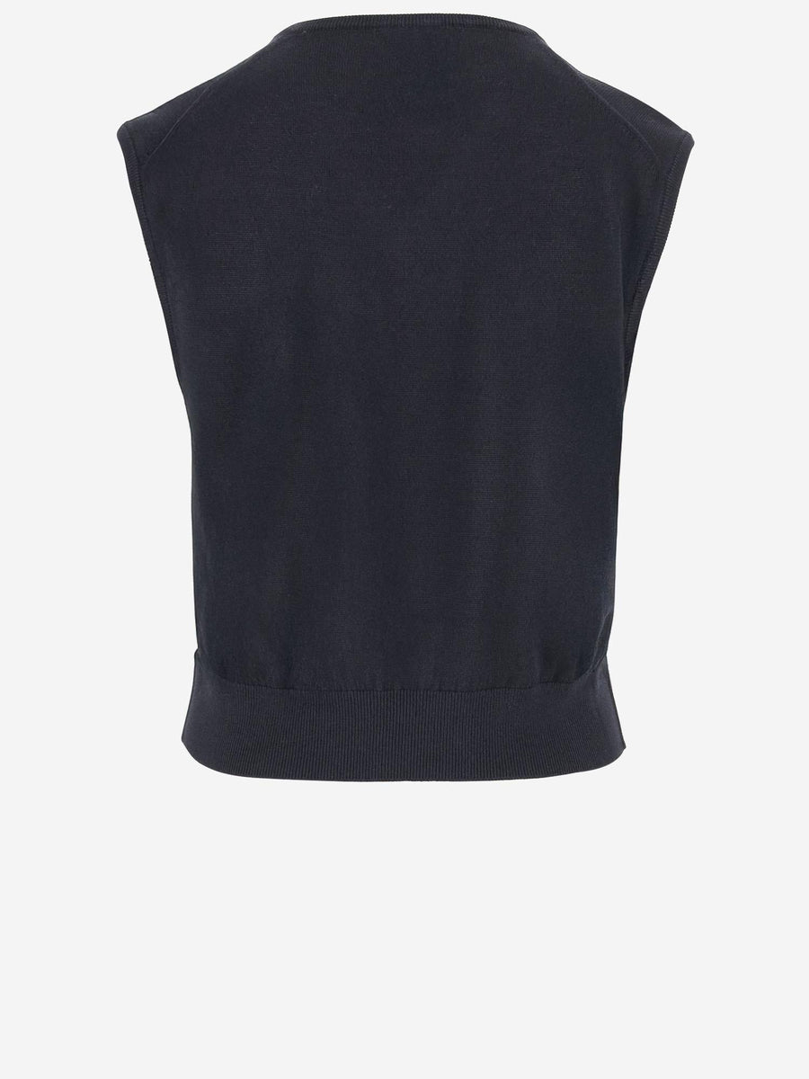 Cotton And Viscose Twin-Set Sweater Navy