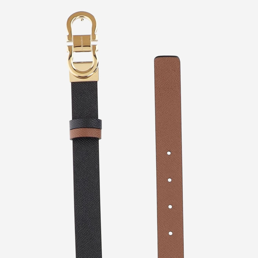 Leather Belt Black-New Cognac Black/new