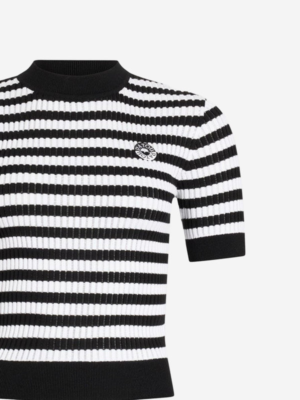 Cotton Sweater With Striped Pattern White/black
