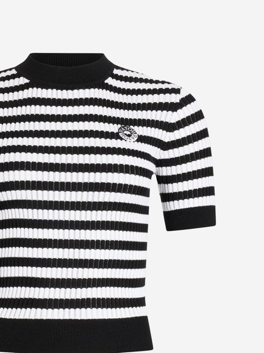 Cotton Sweater With Striped Pattern White/black